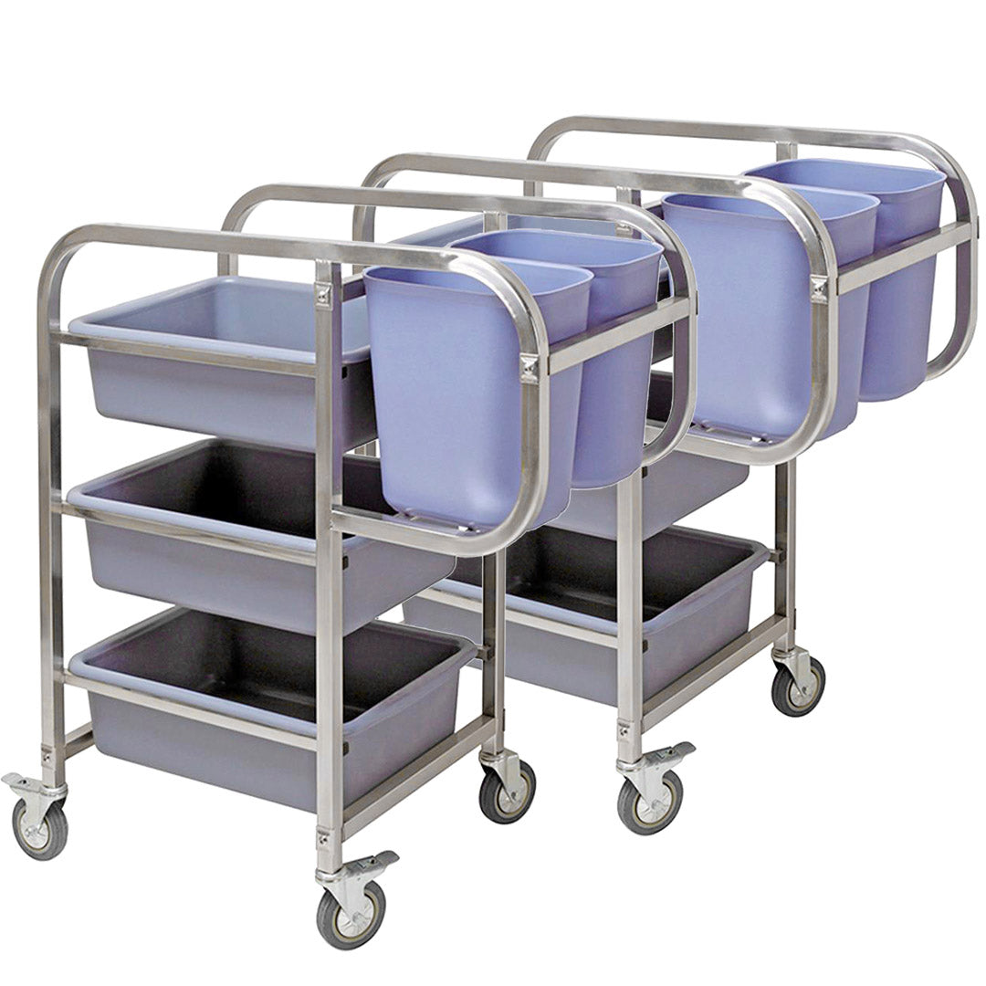 SOGA 2X 82x43x92cm Square 3 Tier Food Trolley Food Waste Cart Five Buckets Kitchen Food Utility