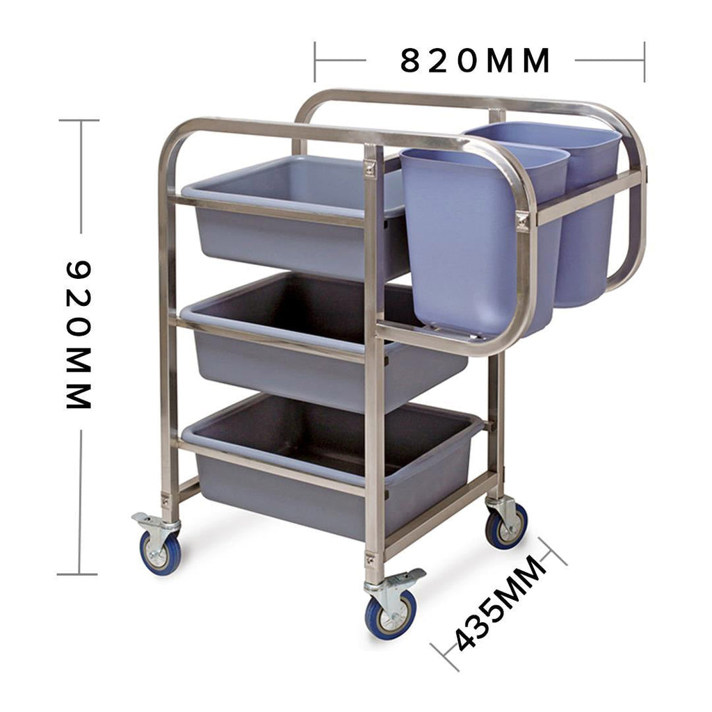 SOGA 2X 82x43x92cm Square 3 Tier Food Trolley Food Waste Cart Five Buckets Kitchen Food Utility