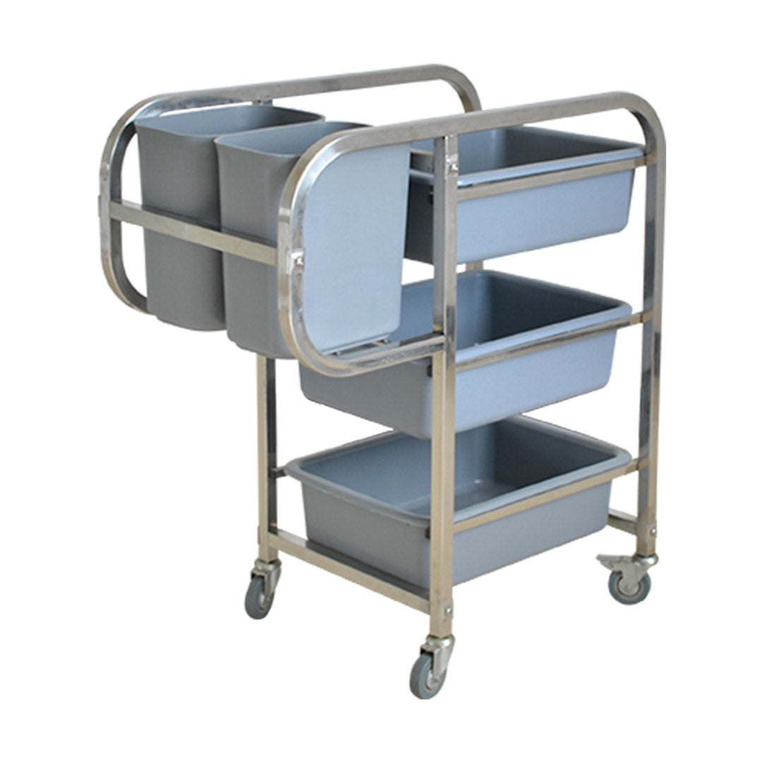 SOGA 2X 82x43x92cm Square 3 Tier Food Trolley Food Waste Cart Five Buckets Kitchen Food Utility
