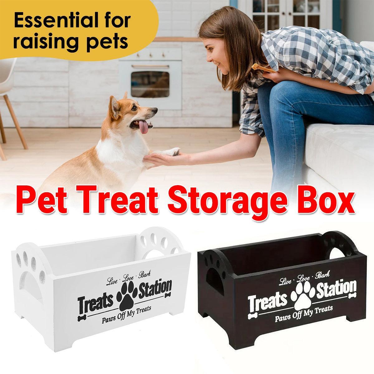 Dog Treat Container Wood Dog Food Storage For Cat Dogs With Paw Print Design