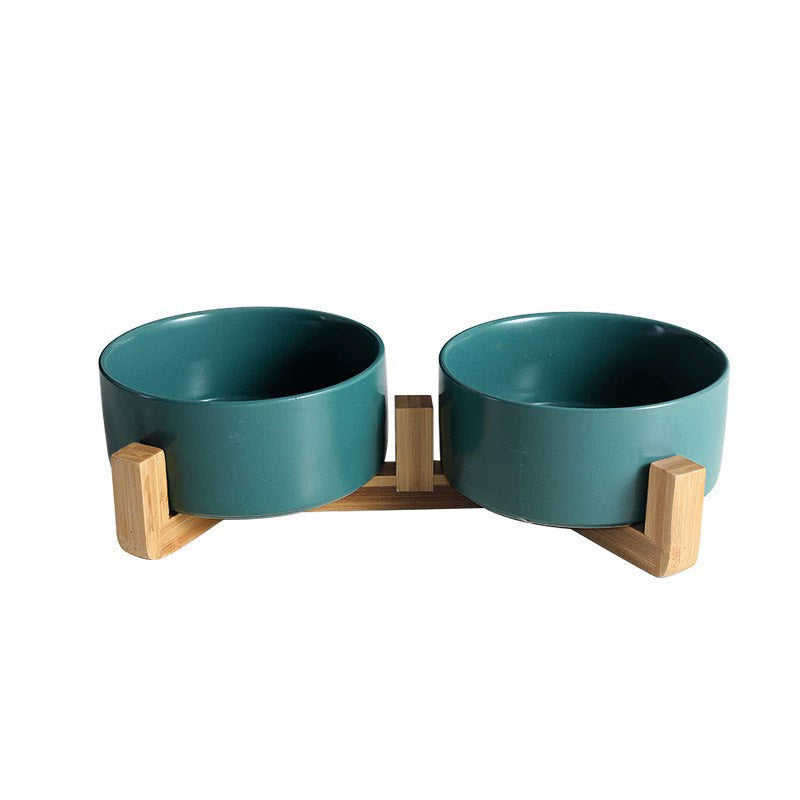 Ceramic Pet Bowl Double Cat Food Bowl Dog Water Bowl Feeding Drinking Bowl Set