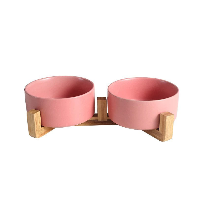 Ceramic Pet Bowl Double Cat Food Bowl Dog Water Bowl Feeding Drinking Bowl Set