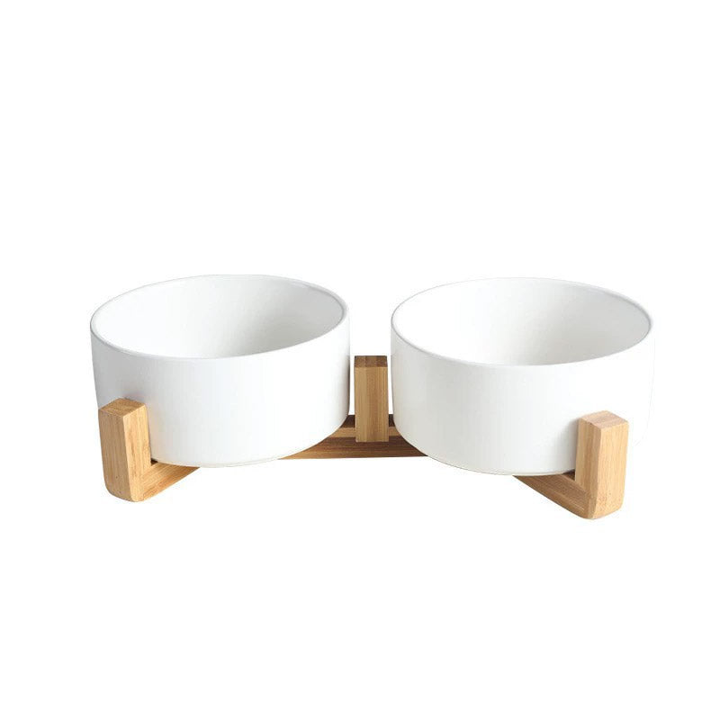 Ceramic Pet Bowl Double Cat Food Bowl Dog Water Bowl Feeding Drinking Bowl Set