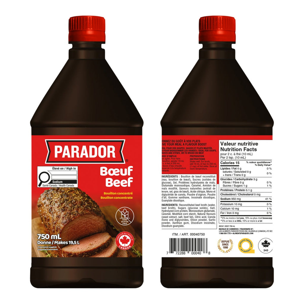 Parador Bouillon Beef Concentrate - 4 x 750 mL - Grocery and Food Items - Canadian Distribution - Ships Free Within Canada on Orders Above CAD $199