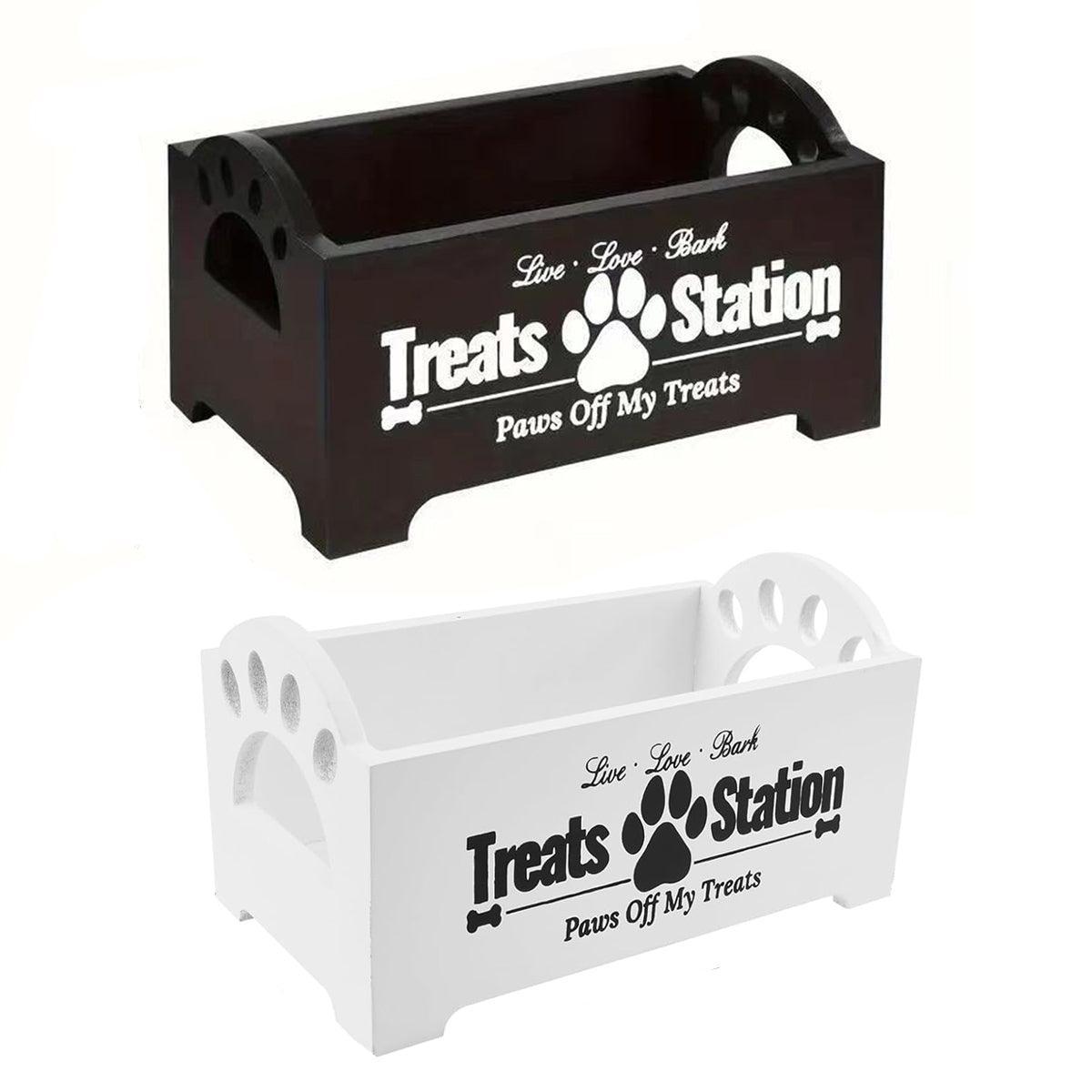Dog Treat Container Wood Dog Food Storage For Cat Dogs With Paw Print Design