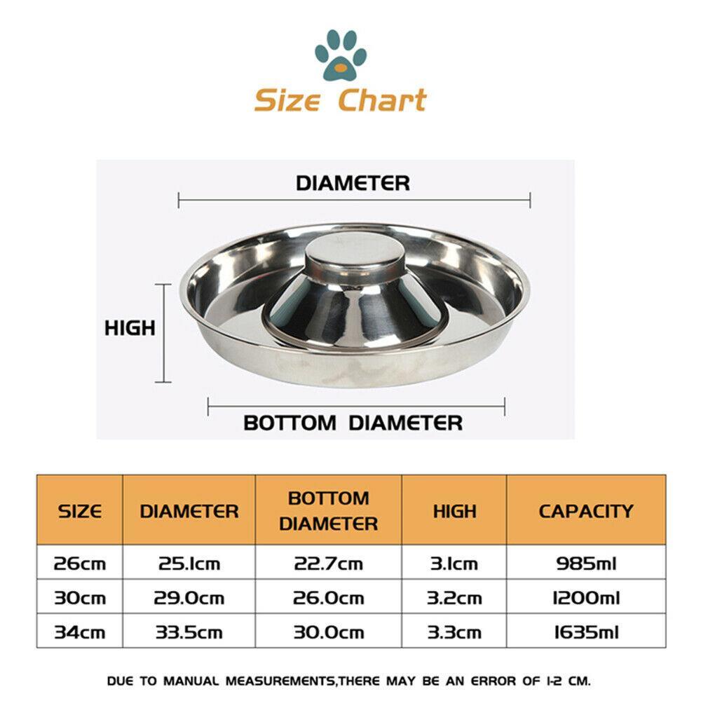 Stainless Steel Pet Bowl Slow Feeder Dish Puppy Dog Cat Food Feeding Weaning Bowl