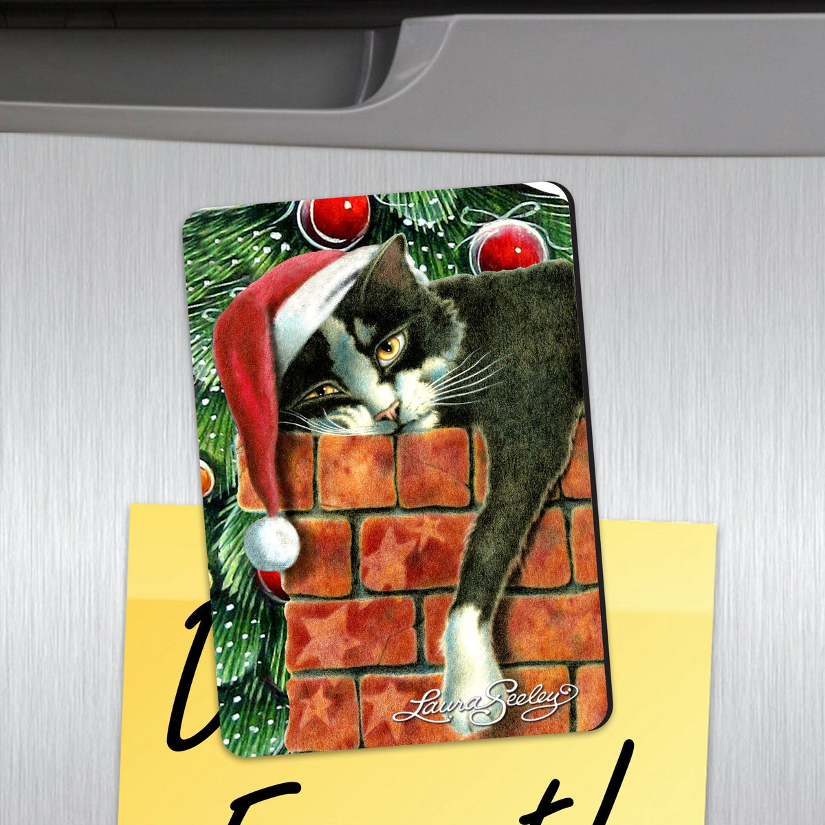 Peeking Tom Santa Cat Shape Refrigerator Magnets by Laura Seeley Set of 3