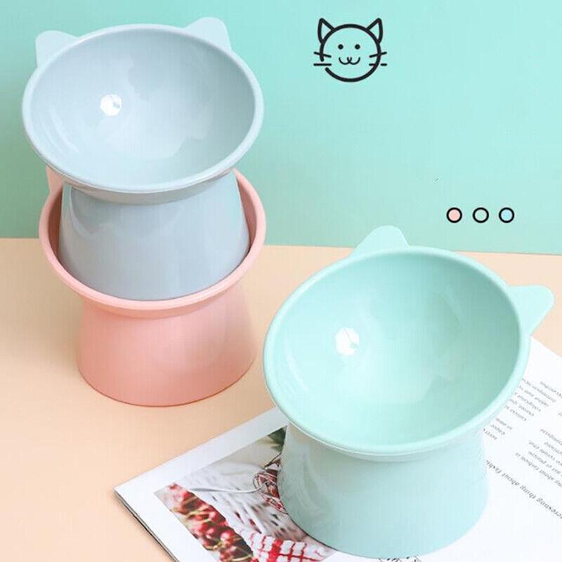 Elevated Pet Bowl Cat Dog Feeder Food Water High-Foot Anti Vomiting Tilted Bowl