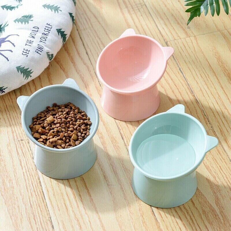 Elevated Pet Bowl Cat Dog Feeder Food Water High-Foot Anti Vomiting Tilted Bowl