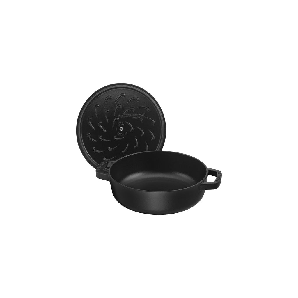 STAUB Braisers 3.7 L Cast Iron Round Saute Pan Chistera, Black