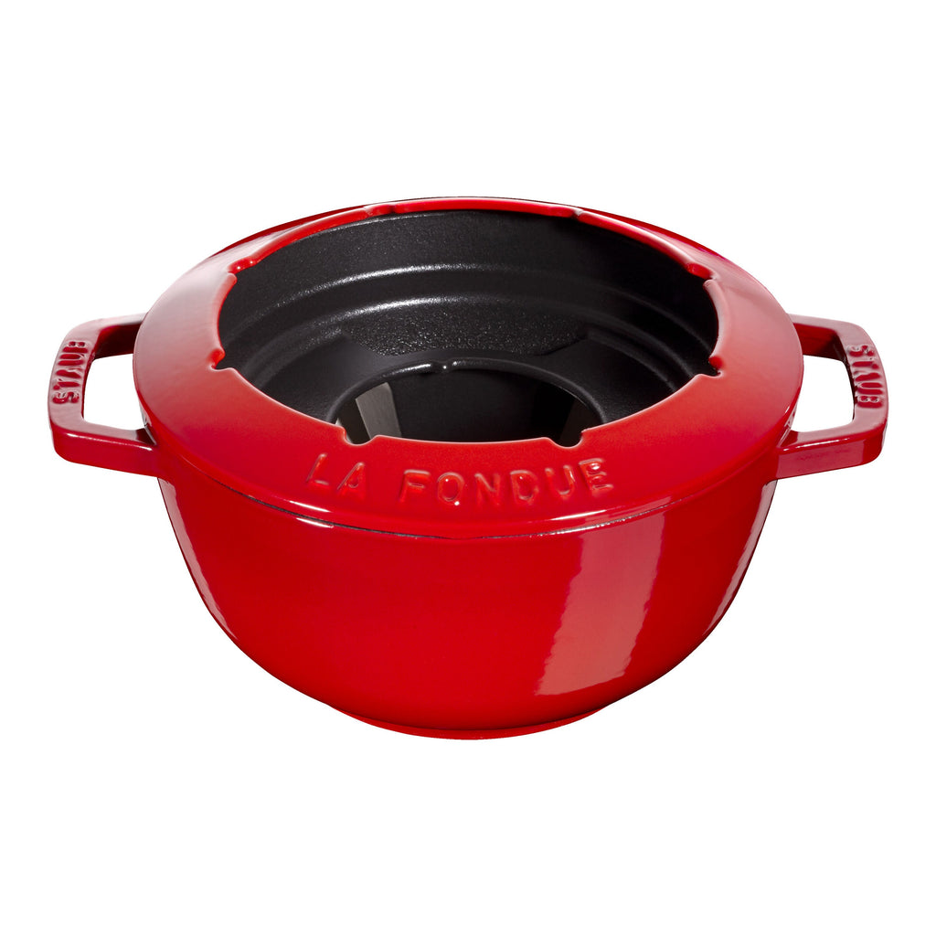 STAUB Specialities Cast Iron Fondue Set, Cherry