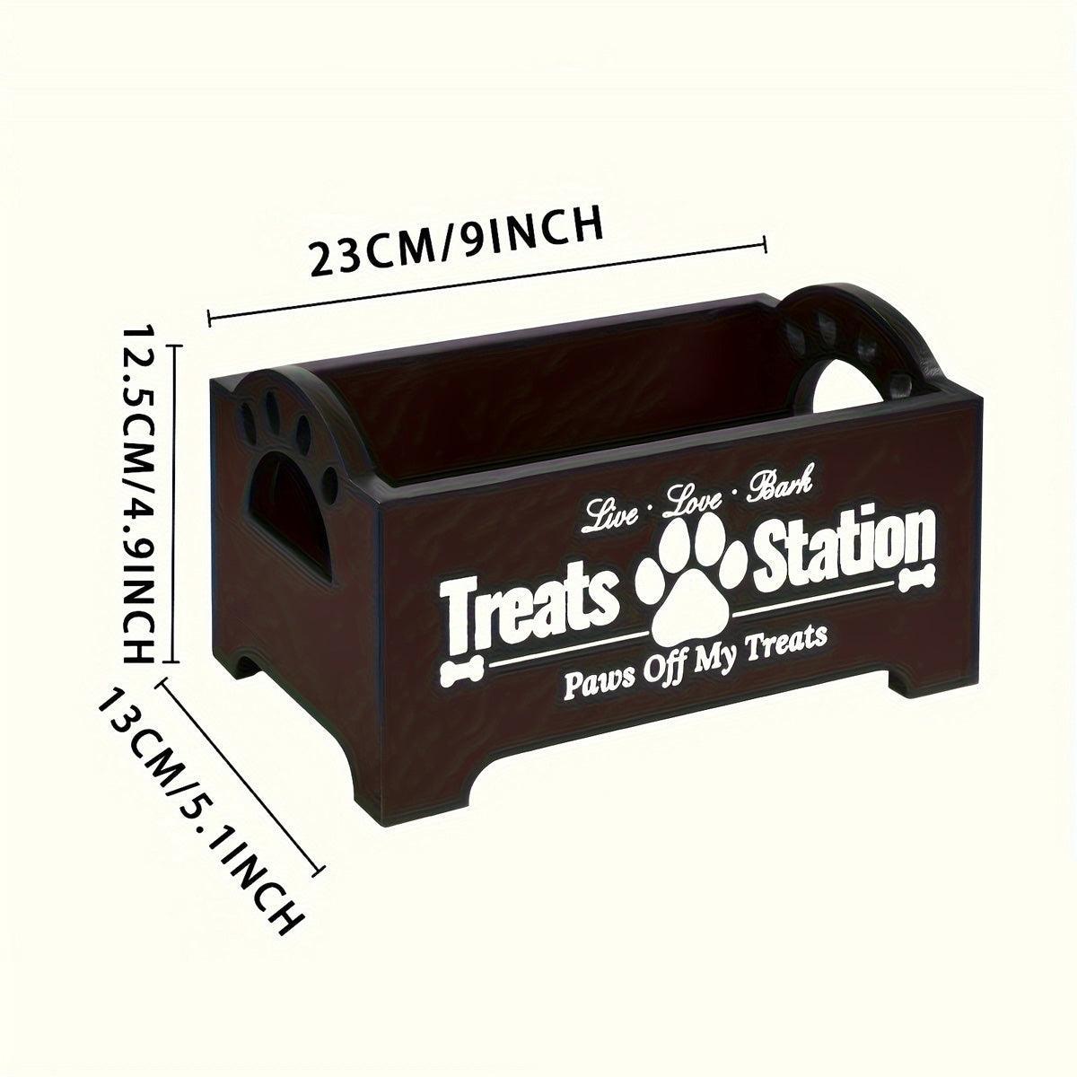 Dog Treat Container Wood Dog Food Storage For Cat Dogs With Paw Print Design