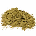 Chicken and duck powdered cat food on a white background