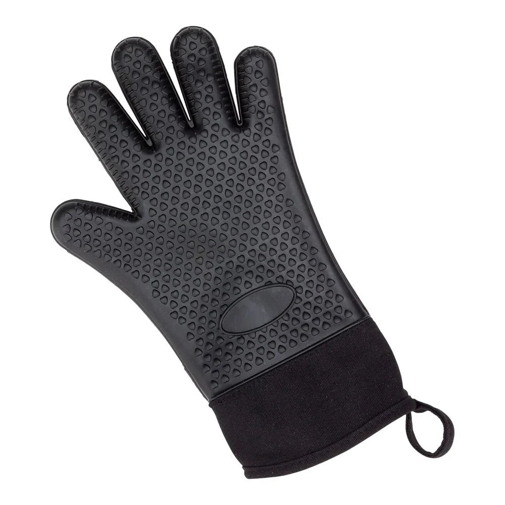 Restaurantware 13 Inch Black Silicone Oven Mitt, With Cotton Lining, Heat-Resistant - 1 Unit/Case - Restaurant Equipment and Smallwares - Canadian Distribution - Ships Free Within Canada on Orders Above CAD $199