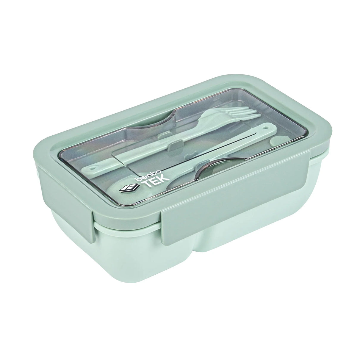 Restaurantware Bento Tek 29 Ounce Microwave-Safe Lunch Box, Green, Includes Fork & Spoon, 7.75 x 4.75 x 2.75 Inch - 1 Unit/Case - Restaurant Equipment and Smallwares - Canadian Distribution - Ships Free Within Canada on Orders Above CAD $199