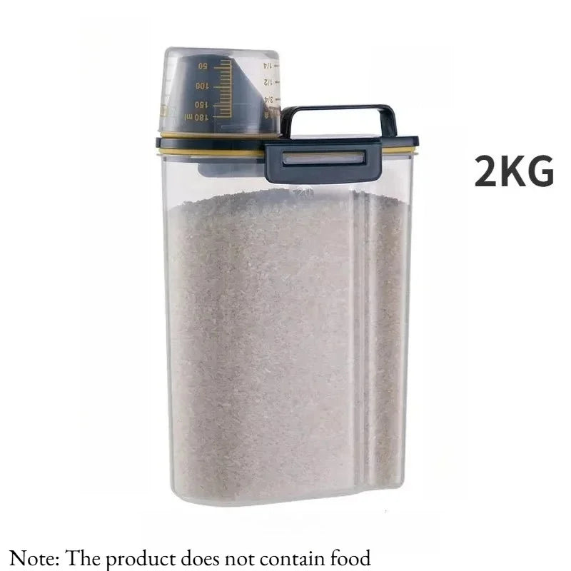 1pc Airtight Pet Food Container With Cup, Plastic Sealed Jar for Dry Dog Cat Food