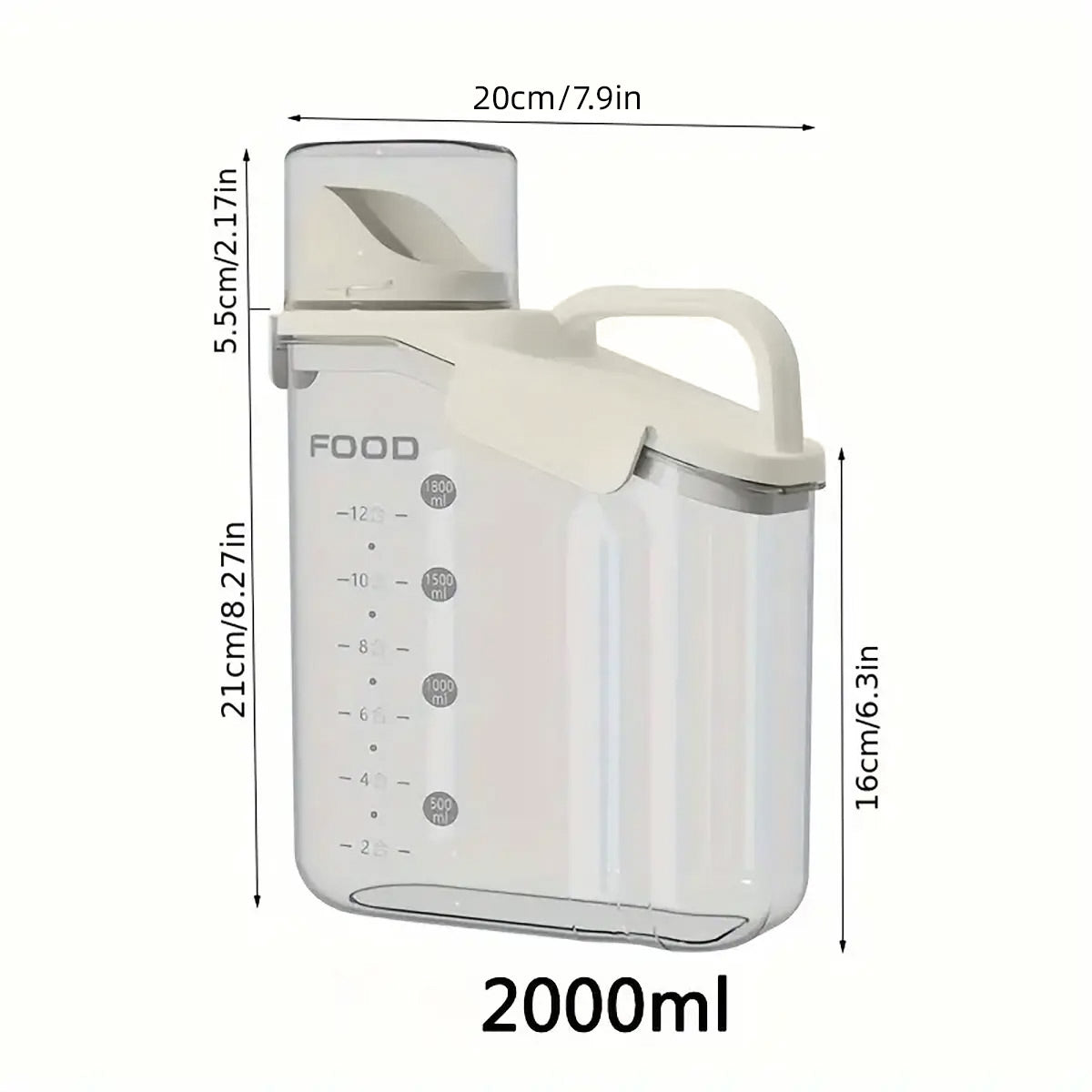 2Sizes Portable Transparent Grain Storage Jar Cat Food Rice Snack Tea Container
