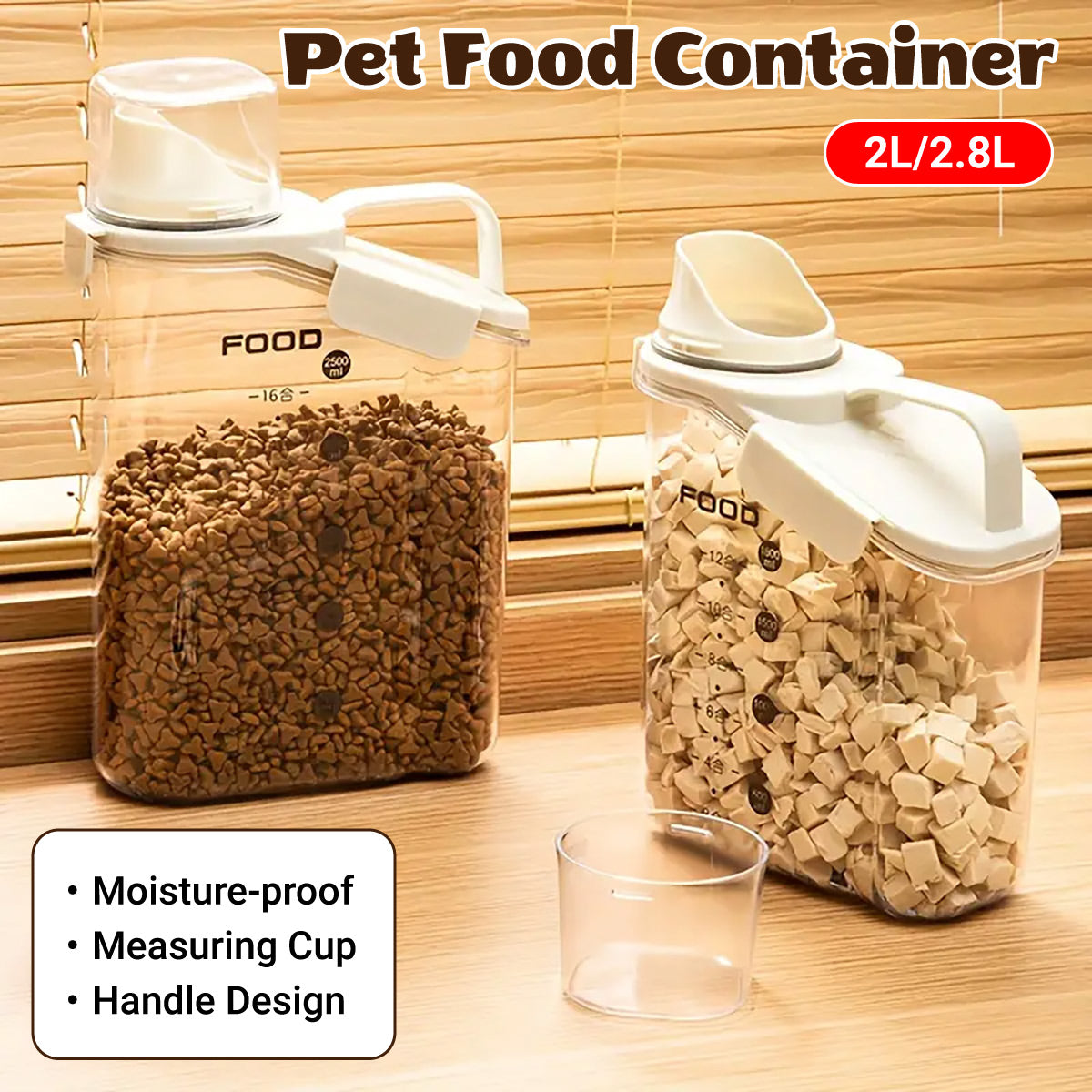 2Sizes Portable Transparent Grain Storage Jar Cat Food Rice Snack Tea Container