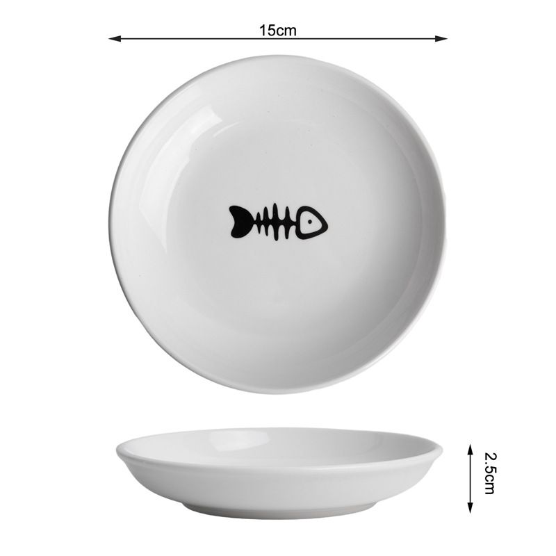 Cat Food Bowls, Friendly Ceramic Cat Bowls with Nonslip Silicone Bottom, Pack of  Plates for Feeding Indoor Cats, Kittens