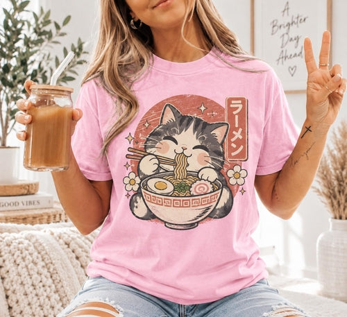 Ramen Cat Kawaii Comfort Colors Tee