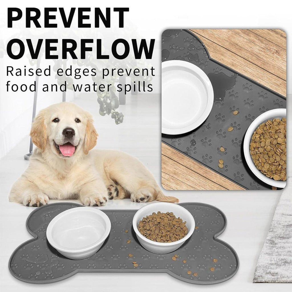 Silicone Pet Feeding Food Mat Bone Waterproof Non-slip Cat Dog Bowl Placemat