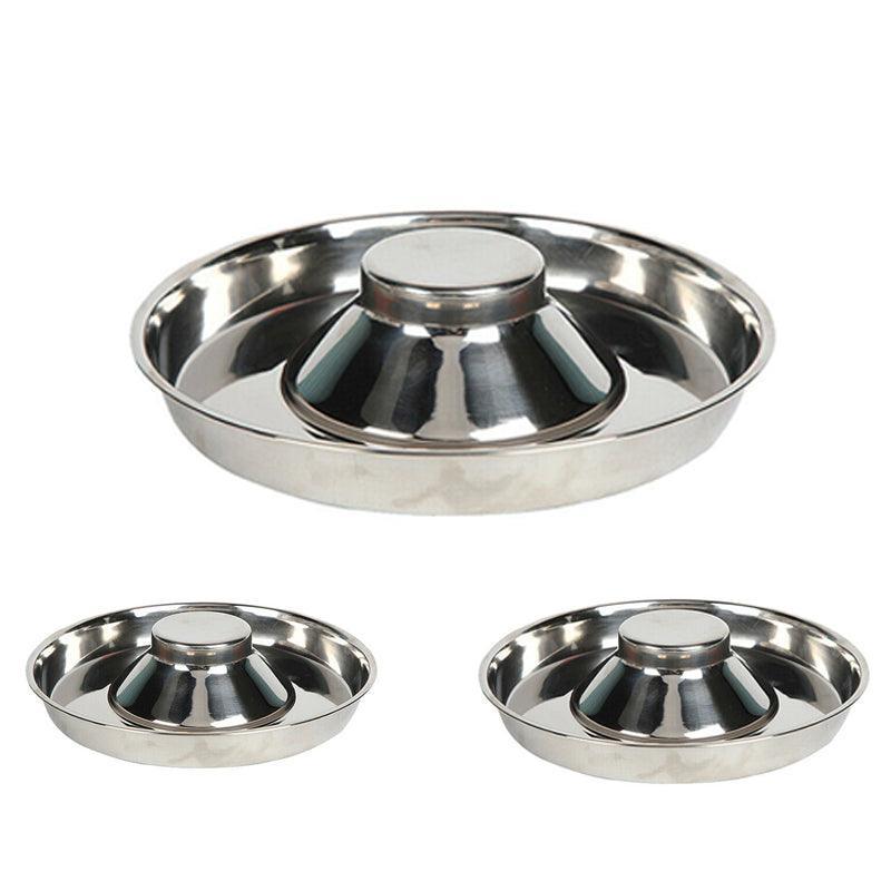 Stainless Steel Pet Bowl Slow Feeder Dish Puppy Dog Cat Food Feeding Weaning Bowl