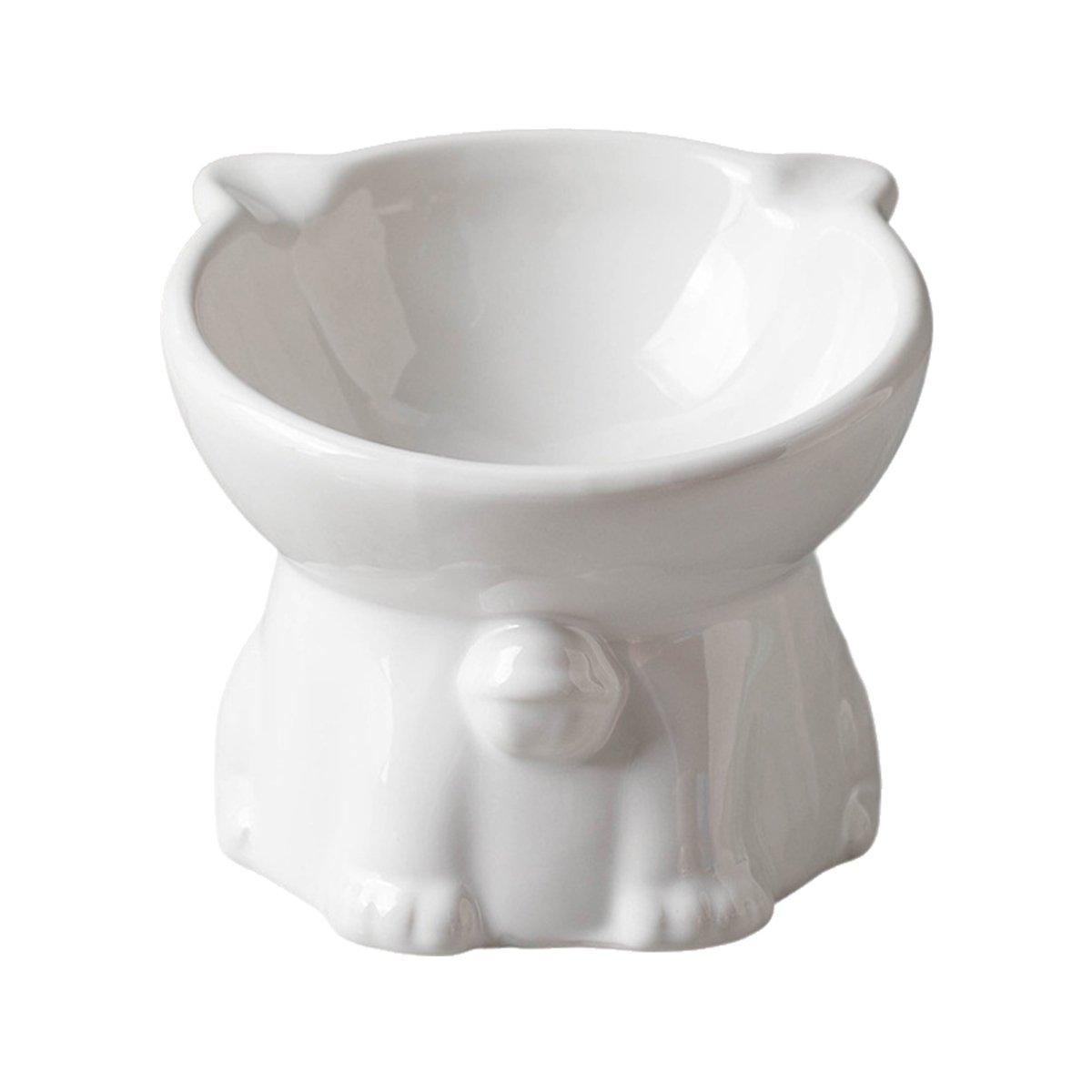 Ceramic Cat Bowl Cute Tall Raised Cat Food Bowl for Pets Eating Comfortably