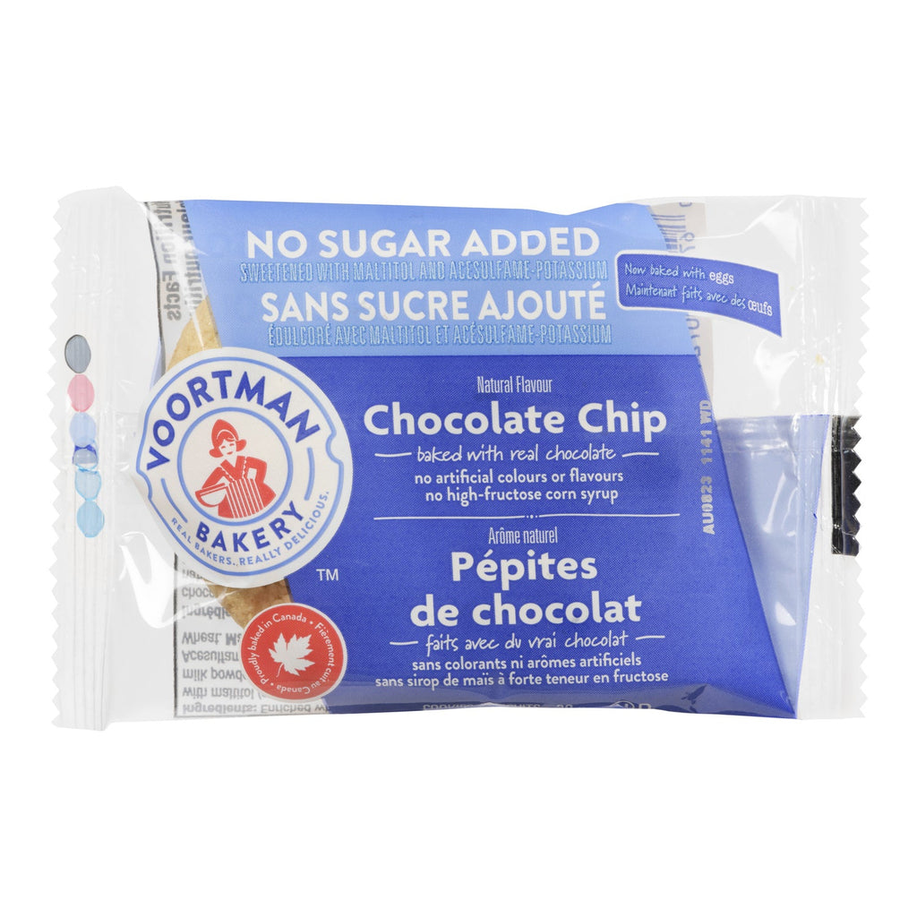 Cookie Chocolate Chip Soft No Sugar - 144 x 20 g - Voortman - Restaurant and Foodservice Ingredients - Canadian Distribution - Ships Free Within Canada on Orders Above CAD $199