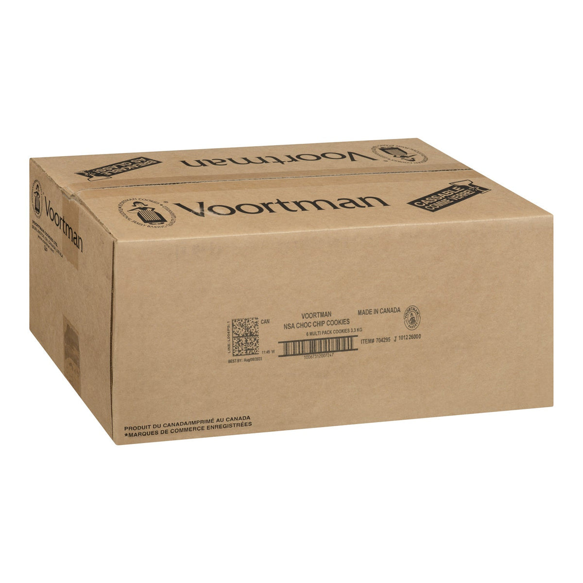 Cookie Chocolate Chip Soft No Sugar - 144 x 20 g - Voortman - Restaurant and Foodservice Ingredients - Canadian Distribution - Ships Free Within Canada on Orders Above CAD $199