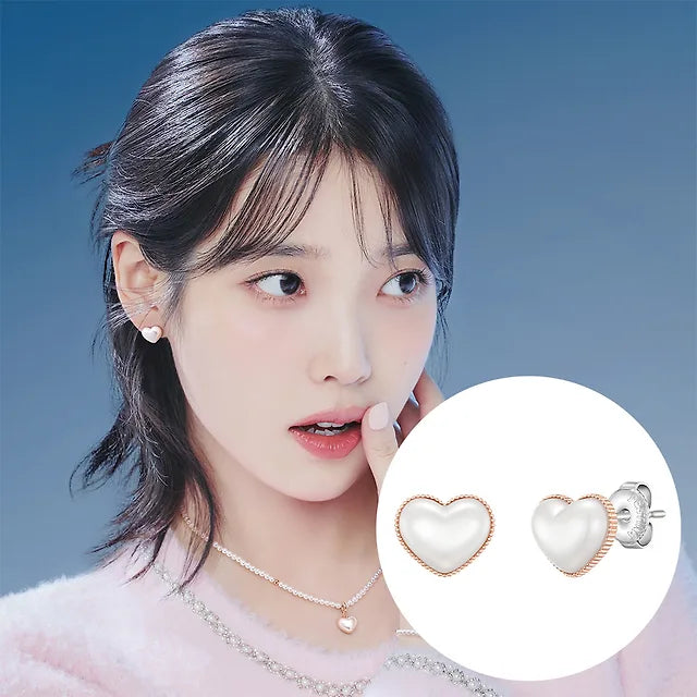 J.ESTINA pearl heart earrings [IU Wearing]