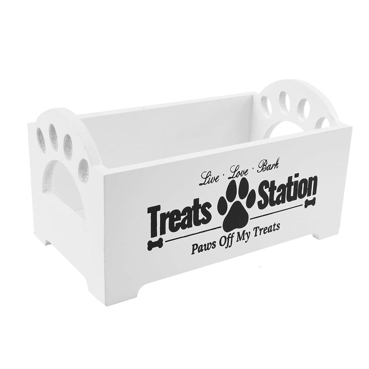 Dog Treat Container Wood Dog Food Storage For Cat Dogs With Paw Print Design