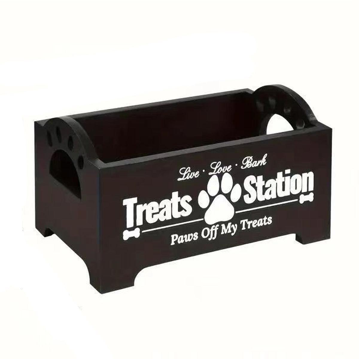 Dog Treat Container Wood Dog Food Storage For Cat Dogs With Paw Print Design